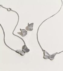 Fossil Bájos ezüst nyaklánc Butterflies kristályokkal JFS00619040