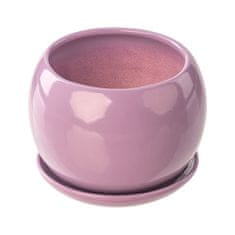 botle Virágcserép virágcserép rózsaszín golyós virágtál csészealjjal kerek SZxM 110 mm x 100 mm felület fényes kerámia modern csillogás