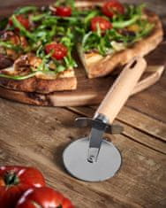 hurtnet Rozsdamentes pizzakés 19cm, forgatható fa nyéllel
