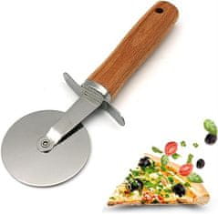 hurtnet Rozsdamentes pizzakés 19cm, forgatható fa nyéllel