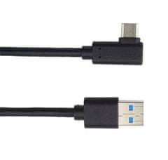 PremiumCord kábel USB C/M típusú hajlított csatlakozó 90° - USB 3.0 A/M, 50cm
