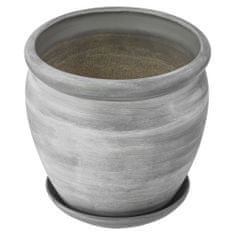 botle Virágcserép szürke beton virágcserép csészealjjal kerek DxH 220 mm x 240 mm felületű matt kerámia modern csillogás