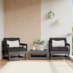 Greatstore 2 db szürke tömör fenyőfa kerti szék párnákkal