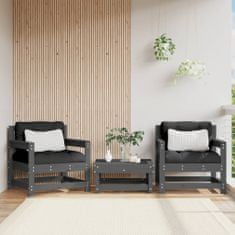 Greatstore 2 db szürke tömör fenyőfa kerti szék párnákkal
