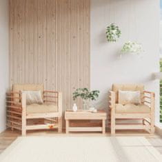 Greatstore 2 db tömör fenyőfa kerti szék párnákkal