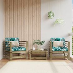 Greatstore 2 db tömör impregnált fenyőfa kerti szék párnákkal