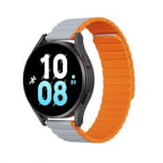 TKG Samsung Galaxy Watch 4 (40 / 42 / 44 / 46 mm) okosóra szíj - Dux Ducis - szürke/narancssárga mágneses szíj (szíj szélesség: 20 mm)