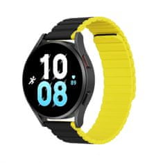 TKG Samsung Galaxy Watch 4 (40 / 42 / 44 / 46 mm) okosóra szíj - Dux Ducis - fekete/citromsárga mágneses szíj (szíj szélesség: 20 mm)