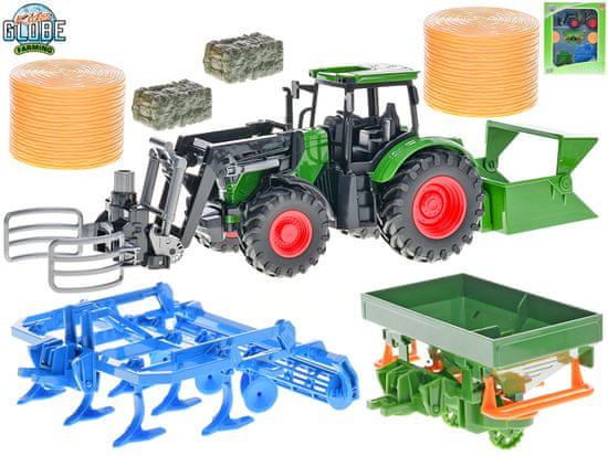 Kids Globe Gyerek Globe Mezőgazdasági traktor szabadon futó 30 cm-es, 7 db tartozékkal