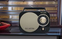 Muse M-055 RB hordozható analóg rádió - Fém FM antenna, Audio jack bemenet, Hálózati vagy elemes működés, Vintage stílus