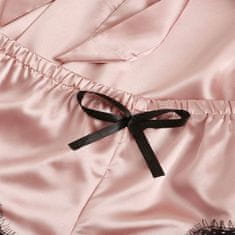 Női hálóruha, 4 részes, fekete és rózsaszín kombináció - LUXESET