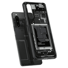 Spigen Samsung Galaxy S23 FE SM-S711, Műanyag hátlap védőtok + szilikon keret, Telefon belső minta, Ultra Hybrid Zero One, átlátszó/füst (RS151130)