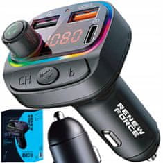 Dexxer Autós FM adó LCD bluetooth és töltő 12-24V 2x USB Quick Charge 3.0 RGB