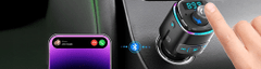 Dexxer Autós FM adó LCD bluetooth 5.0 és töltő 12-24V USB + TipC RGB