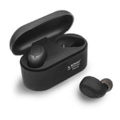 shumee Sluchátka SAVIO TWS-04 (bluetooth; bezdrátová, Bluetooth; s vestavěným mikrofonem; černá barva