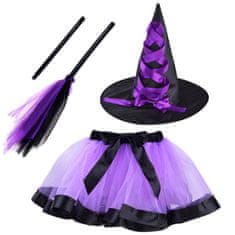 RAMIZ Boszorkány jelmez kalappal és seprűvel lila színben 3-6 éves korig
