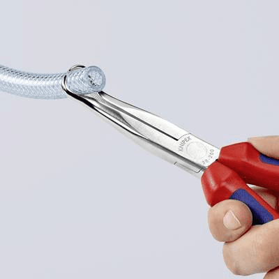 Knipex Műszerész fogó 200 mm, 45°-os szögben tört, lapos, kerek, hosszú pofa, 38 95 200 (38 95 200)