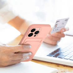 Apple iPhone 14 Plus szilikon hátlap kártyatartóval - Card Case - pink