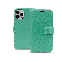 Haffner Mezzo Book Flip bőrtok - Apple iPhone 15 - mandala zöld (PT-6785)