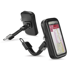 Haffner Univerzális kerékpárra/motorkerékpárra szerelhető, por- és cseppálló telefontartó 5.5-6.3'' méretű készülékekhez - fekete (PT-5757)
