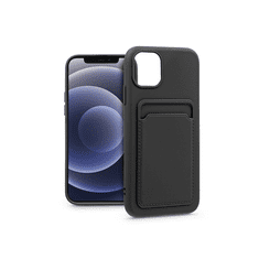 Haffner Apple iPhone 12/12 Pro szilikon hátlap kártyatartóval - Card Case - fekete (PT-6691)