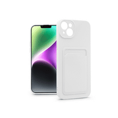 Haffner Apple iPhone 14 Plus szilikon hátlap kártyatartóval - Card Case - fehér (PT-6734)