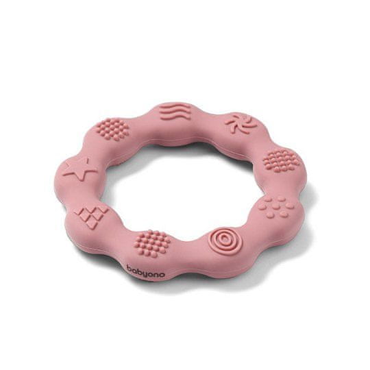 BabyOno Szilikon fogzási gyűrű rózsaszín