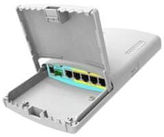 Mikrotik router 5x Gbit LAN, 800MHz, 128MB RAM, PoE in/out, SFP, +L4, tápegység, áramellátás