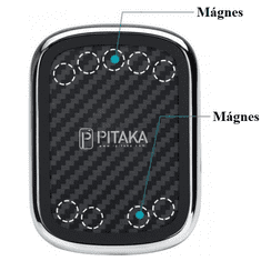 Pitaka Autós tartó, univerzális, szellőzőrácsra rögzíthető, 360°-ban forgatható, mágneses, Qi vezeték nélküli töltővel, 10W, karbon minta, MagEz Mount, fekete (XP118314)