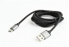 GEMBIRD USB 3.0 AM-C típusú kábel (AM/CM), 1,8 m, fonott, fekete, buborékcsomagolásban