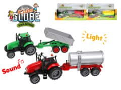 Kids Globe 25 cm-es fémtraktor lendkerékkel és akkumulátoros vontatórúddal, fénnyel és hanggal - változat- és színvariánsok kombinációja