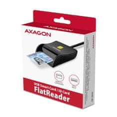 AXAGON CRE-SM3N, USB-A FlatReader érintőkártya olvasó Smart card (eObčanka), kábel 1.3m