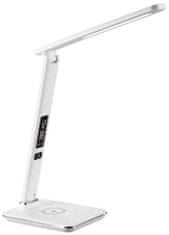 Immax LED asztali lámpa Kingfisher/ Qi töltés/ 8.5W/ 400lm/ 12V/2.5A/ 3 fényszín/ összecsukható kar/ fehér
