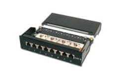 Digitus asztali CAT 6 patch panel, árnyékolt E osztályú, 8 portos RJ45, 8P8C, LSA, fekete, 482x44x109