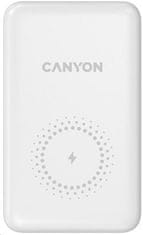 Canyon powerbank PB-1001B PD&QC3.0,10 000mAh,Qi&AppleMagSafe,In 5/9V (Lightning/USB-C),Out 5/9/12V (USB-A+USB-C),fehér