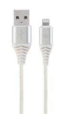 Gembird Lightning 8 tűs (M) USB 2.0 (M) töltőkábel, prémium, fonott, 2 m, fehér