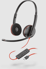 Plantronics Poly Blackwire C3220. USB-C/Stereo/USB-C/Wire/MS/Fekete-Vörös