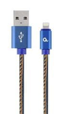 Gembird Lightning 8 tűs (M) USB 2.0 (M) töltőkábel, prémium, fonott, fém csatlakozók, 2 m, farmer színű