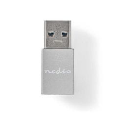 Nedis CCGB60925GY - USB-C adapter| USB 3.2 Gen 1 | USB-A csatlakozó | USB-C aljzat | 5 Gbps | Kerek | Nikkelezett | Nikkelezés
