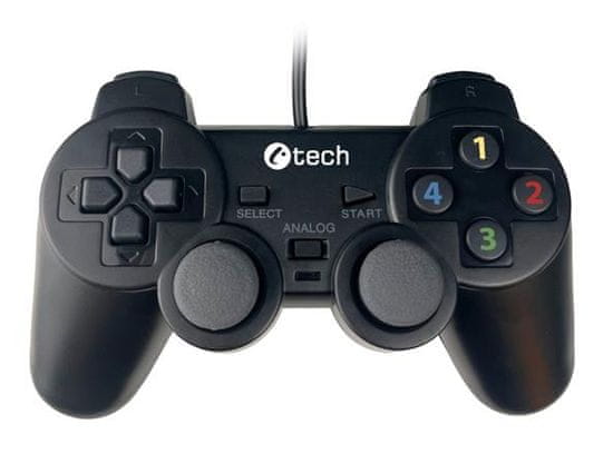 C-Tech Gamepad Callon PC/PS3-hoz, 2x analóg, X-bemenet, rezgő, 1,8m kábel, USB