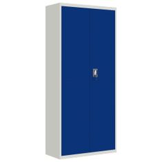 Greatstore világosszürke-kék acél irattartó szekrény 90x40x200 cm