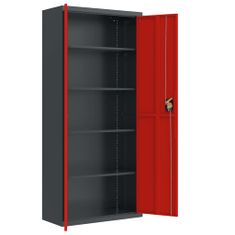 Greatstore antracitszürke-piros acél irattartó szekrény 90x40x200 cm