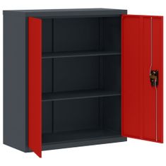 Greatstore antracitszürke-piros acél irattartó szekrény 90x40x105 cm
