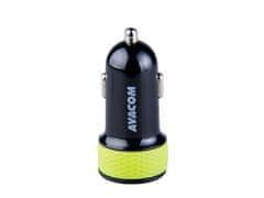 Avacom Autótöltő NACL-2XKG-31A két USB kimenettel 5V/1A - 3,1A, fekete-zöld