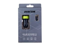 Avacom Autótöltő NACL-2XKG-31A két USB kimenettel 5V/1A - 3,1A, fekete-zöld