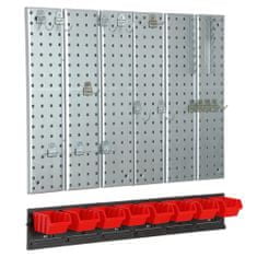 botle Falra szerelhető fém tárolórendszer szerszámtartókkal szerszámos ládák Red Workshop