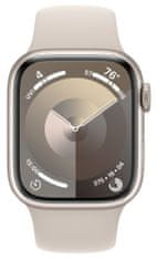 Apple Watch Series 9, 41mm, Starlight, Starlight Sport Band - S/M (MR8T3QC/A)
