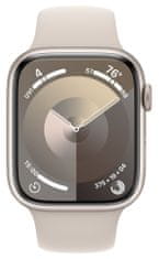 Apple Watch Series 9, 45mm, Starlight, Starlight Sport Band - S/M (MR963QC/A)