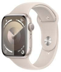 Apple Watch Series 9, 45mm, Starlight, Starlight Sport Band - M/L (MR973QC/A)