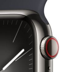 Apple Watch Series 9, mobil, 41 mm, grafit rozsdamentes acél, éjféli szíj - M/L (MRJ93QC/A)
